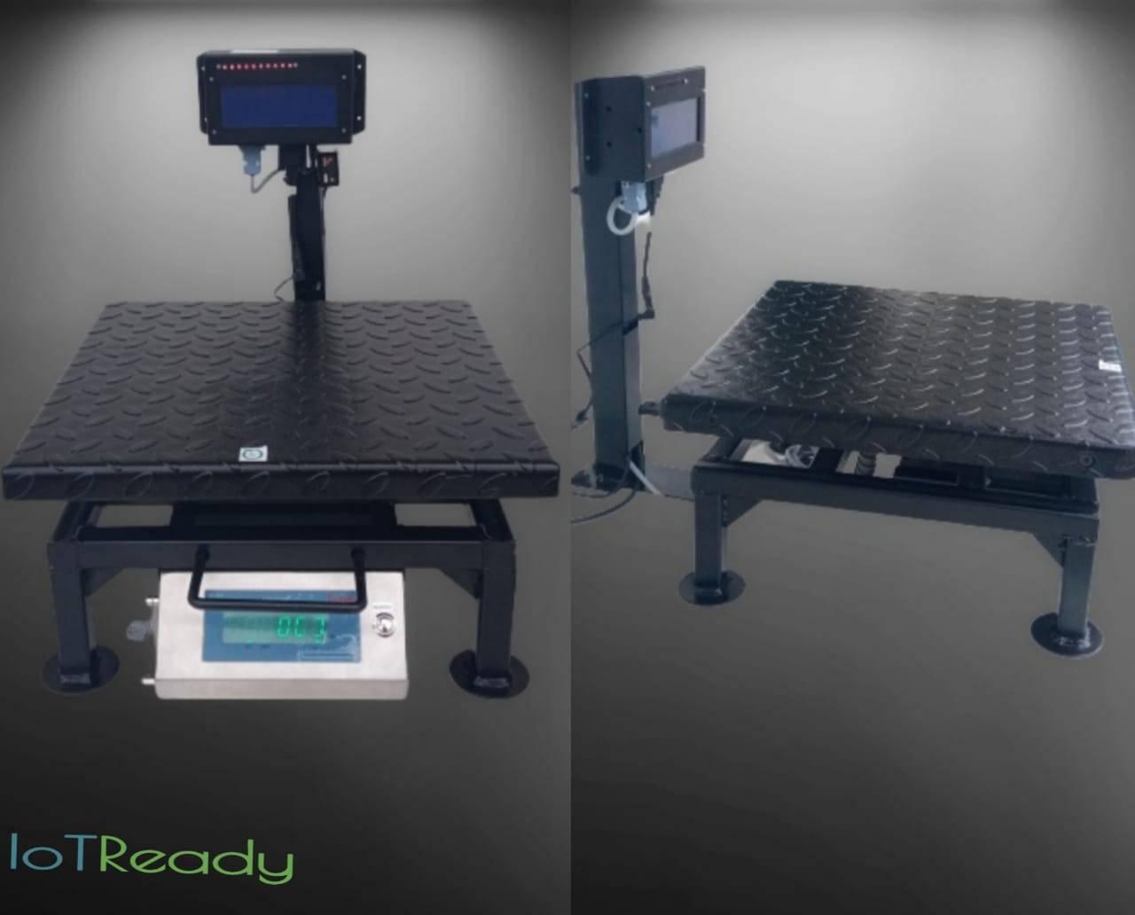 IoTReady weighing scale platform with a compact BLE data logger head mounted above it